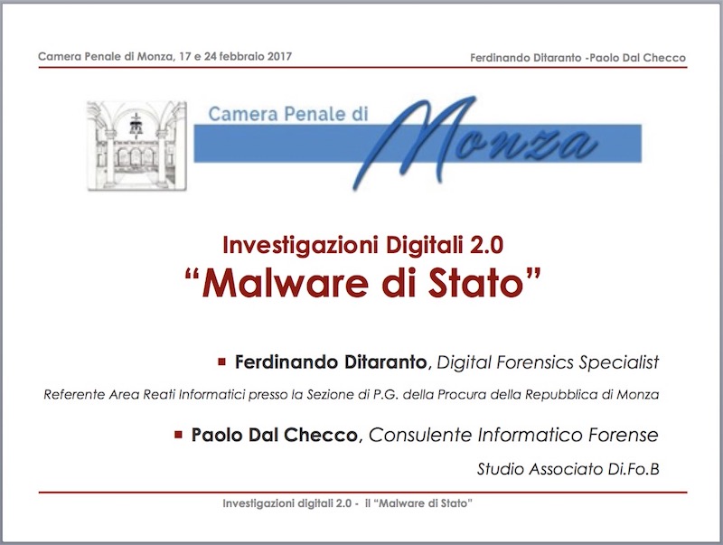 Investigazioni Digitali - Malware di Stato