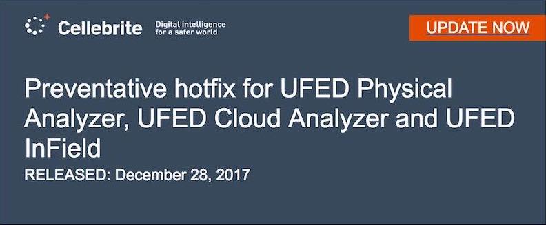 Cellebrite UFED preventitative update