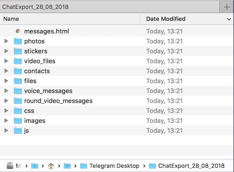 Telegram Export Chat Folder