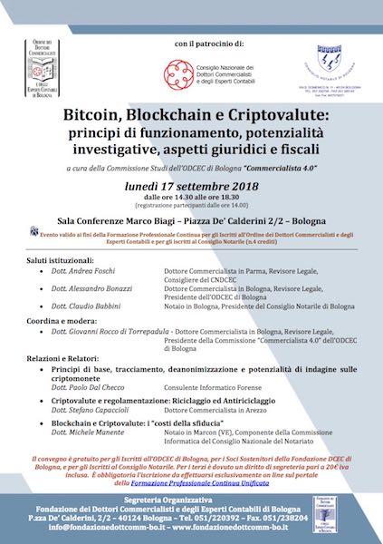 Bitcoin, Blockchain e Criptovalute a Bologna