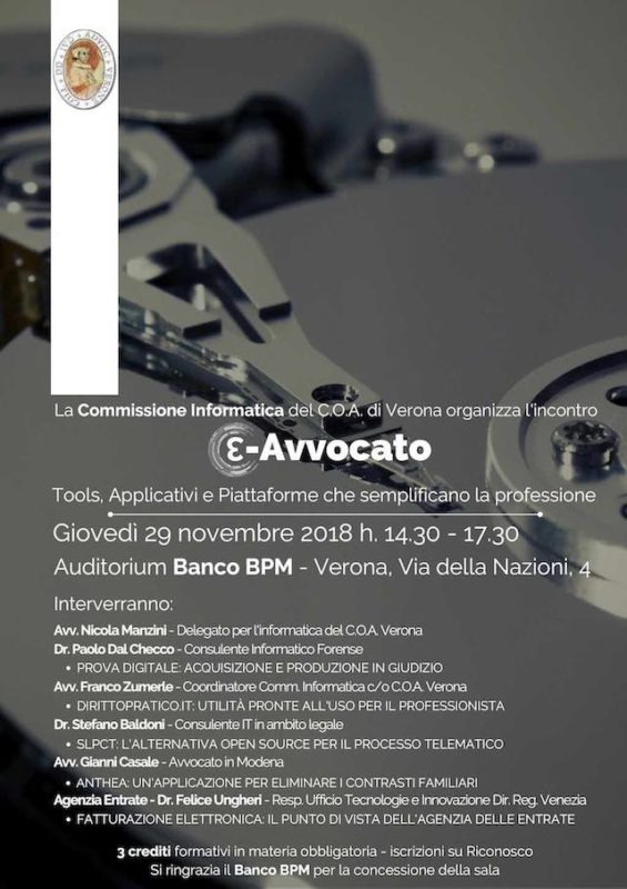 Conferenza a Verona organizzata da Ordine degli Avvocati di Verona