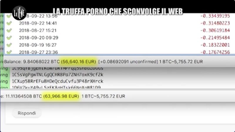 Wallet con i proventi del riscatto della truffa