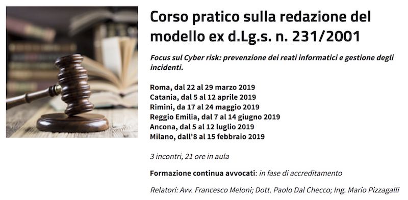 Corso sulla redazione del Modello Organizzativo ex d.Lg.s. 231 per Altalex
