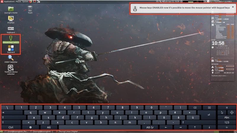Tsurugi - Mouse e tastiera virtuale