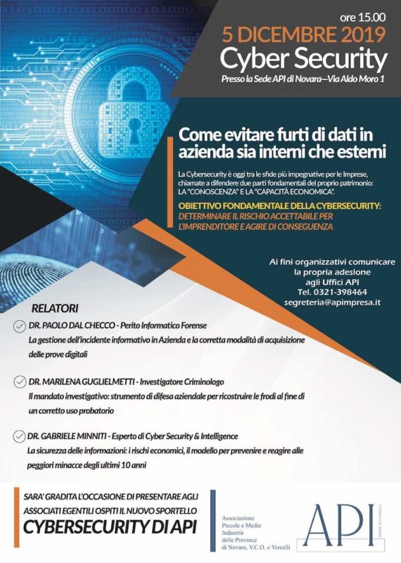 Conferenza a Novara su Cybersecurity by API