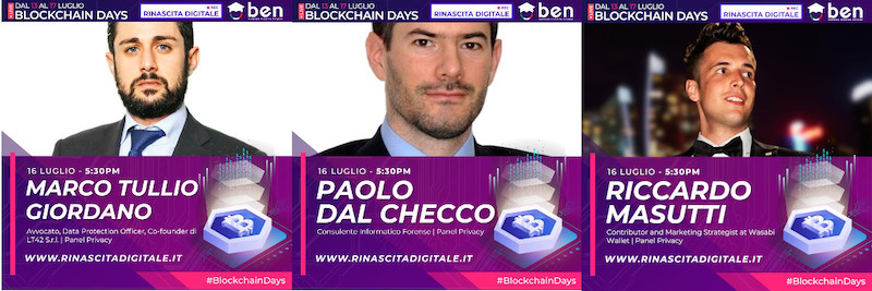 BlockchainDays - Privacy e criptomonete - Marco Tullio Giordano, Riccardo Masutti, Paolo Dal Checco