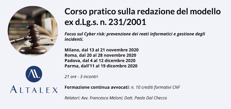 Corso Altalex sulla redazione del Modello Organizzativo ex d.Lg.s. 231/200