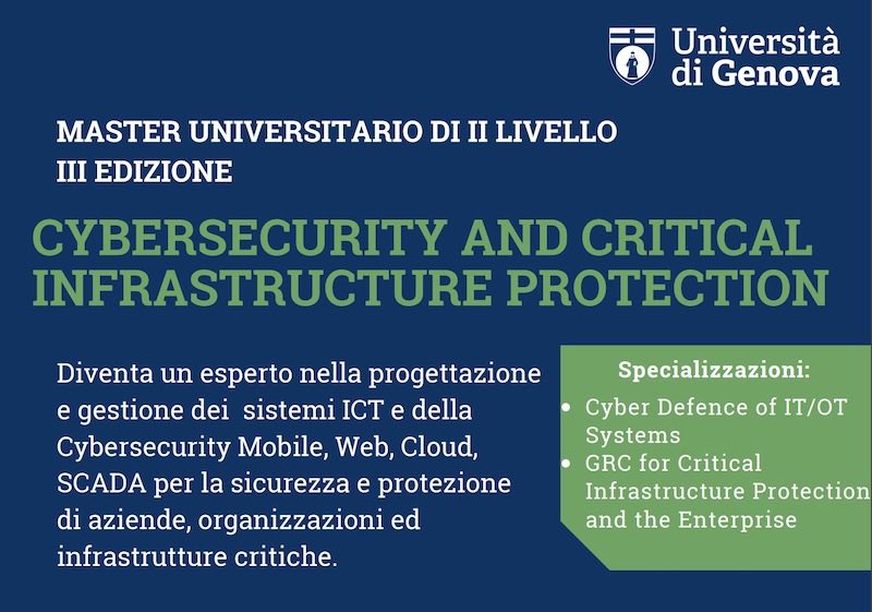 Master in Cybersecurity and Critical Infrastructure Protection per UniGE