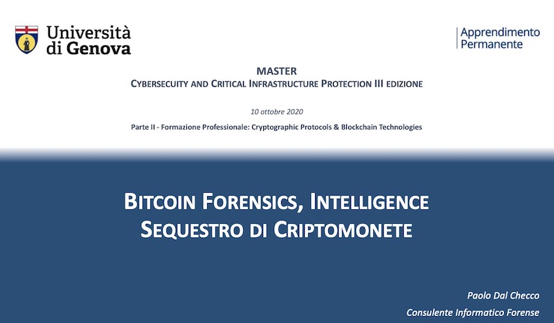 Master in Cybersecurity and Critical Infrastructure Protection per Università di Genova