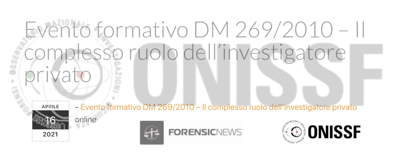 ONISSF - Investigatore Privato e Informatica Forense