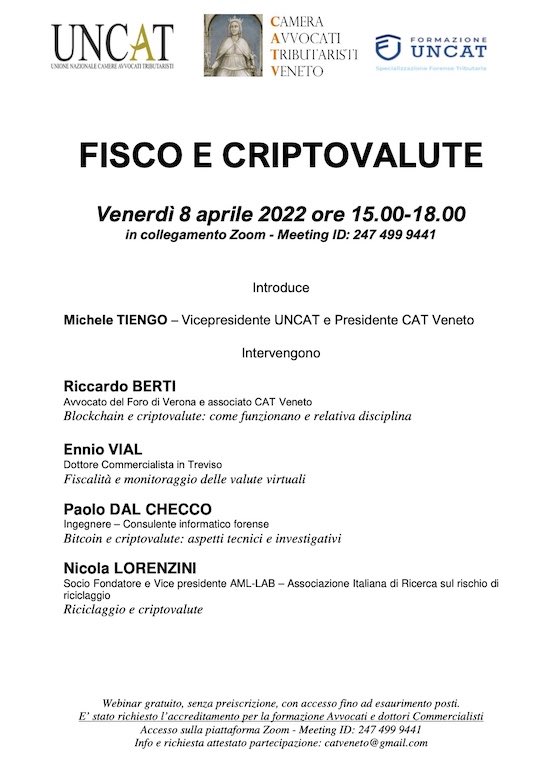 Fisco e Criptovalute - Camera degli Avvocati Tributaristi del Veneto