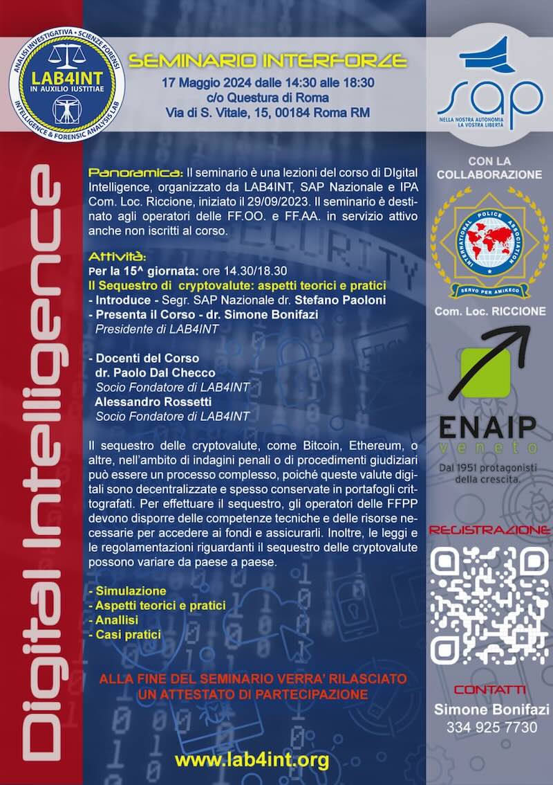 Sequestro di Criptomonete e Cryptocurrency Forensics per Lab4Int