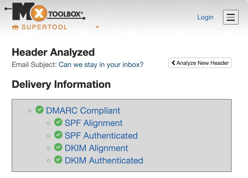 Verifica originalità messaggio email tramite analisi SPF DMARC e DKIM dell'header