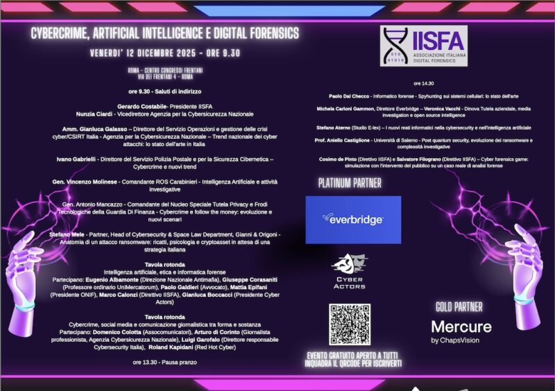 Seminario IISFA Forum 2025 a Roma - Cybercrime, Artificial Intelligence e Digital Forensics