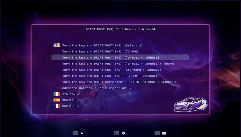 DRIFT Linux boot in RAM con toram