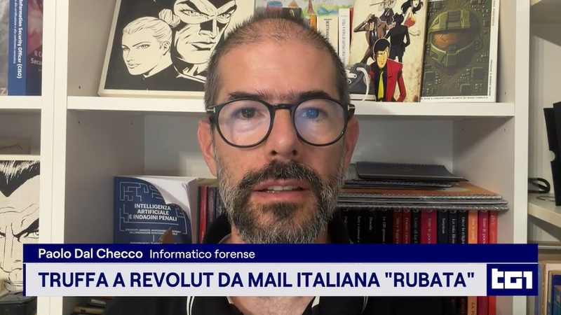 Paolo Dal Checco - Perizie Informatiche Forensi - ospite al TG1 per intervista su data breach Revolut e PEC governativa compromessa